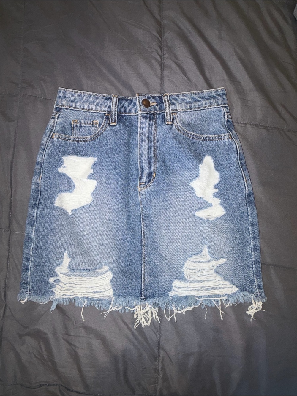 Hollister Ultra High-Rise Distressed Denim Mini Skirt Size 0